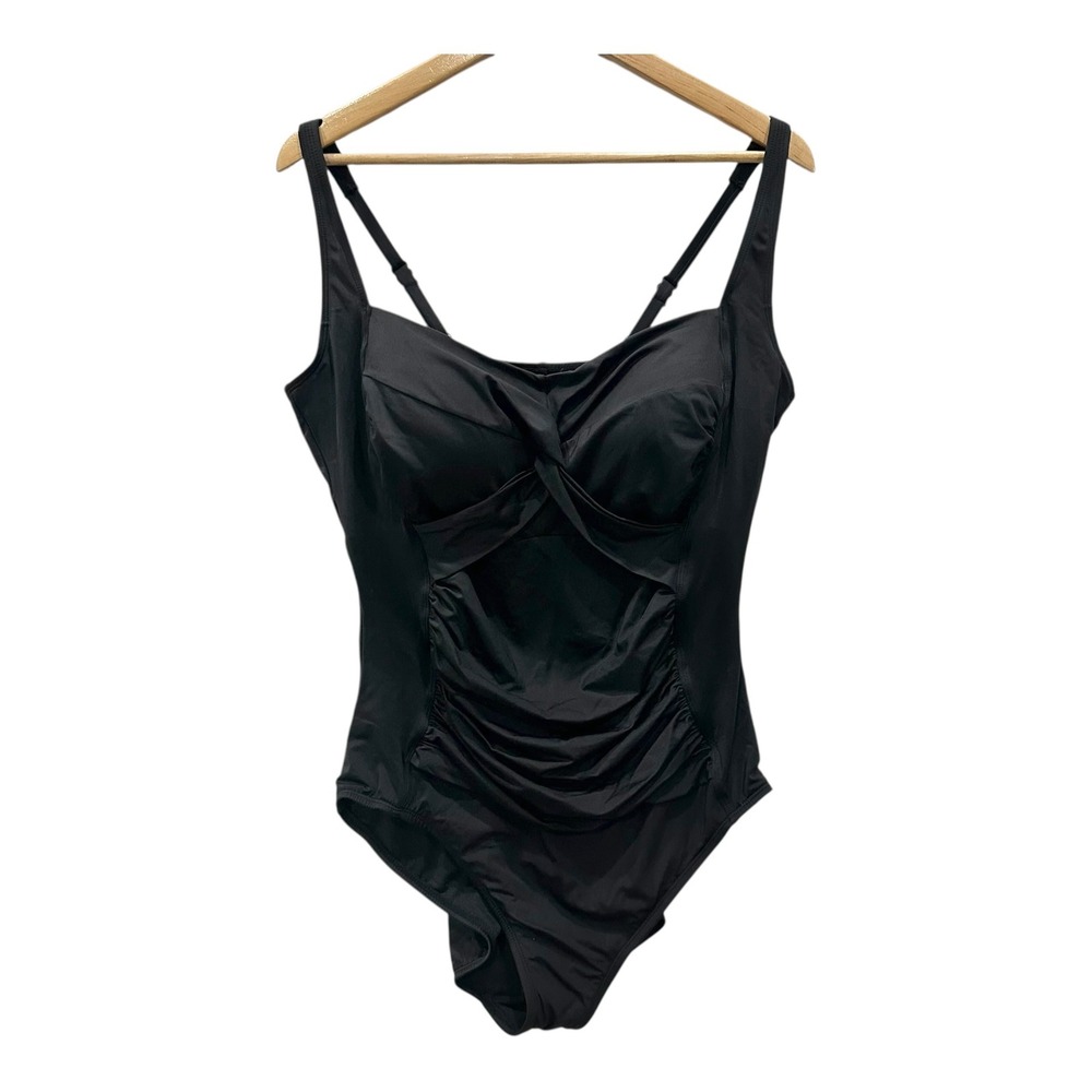 Embrace Your Curves Miracle Brands Black Twist Front One Piece Swimsuit 2X 20W